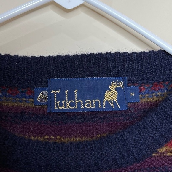 Tulchan Crewneck Sweater 90s Vintage Pure New Wool - Picture 3 of 6